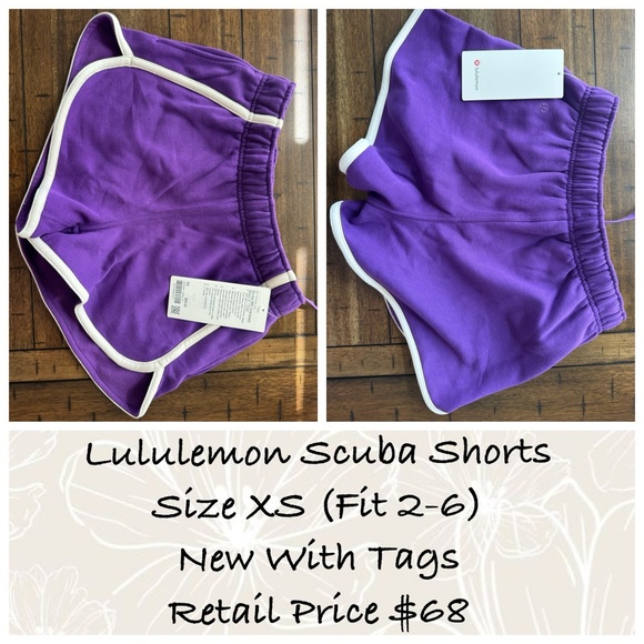 lululemon athletica Pants - Lululemon Scuba Shorts College Purple White Trim XS (Fits 2–6) NWT